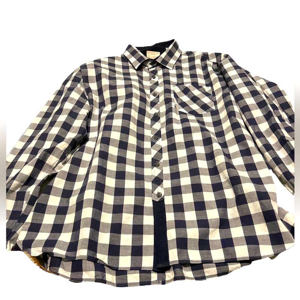 Mens Madewell 7 Diamonds Blue White Plaid Button Up Shirt